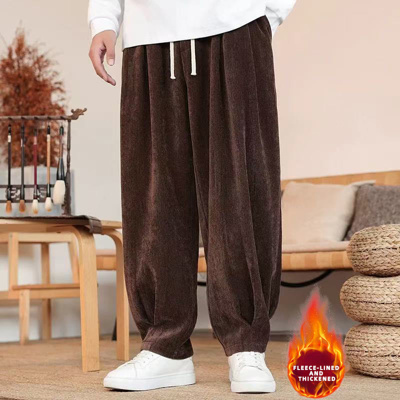 Pantalon harem homme en coton pur couleur hiver Buddha Stones, doublé polaire épaisse et poches - SaddleBrown (doublure polaire) - US/UK/AU46，EU56 (5XL) - image 29