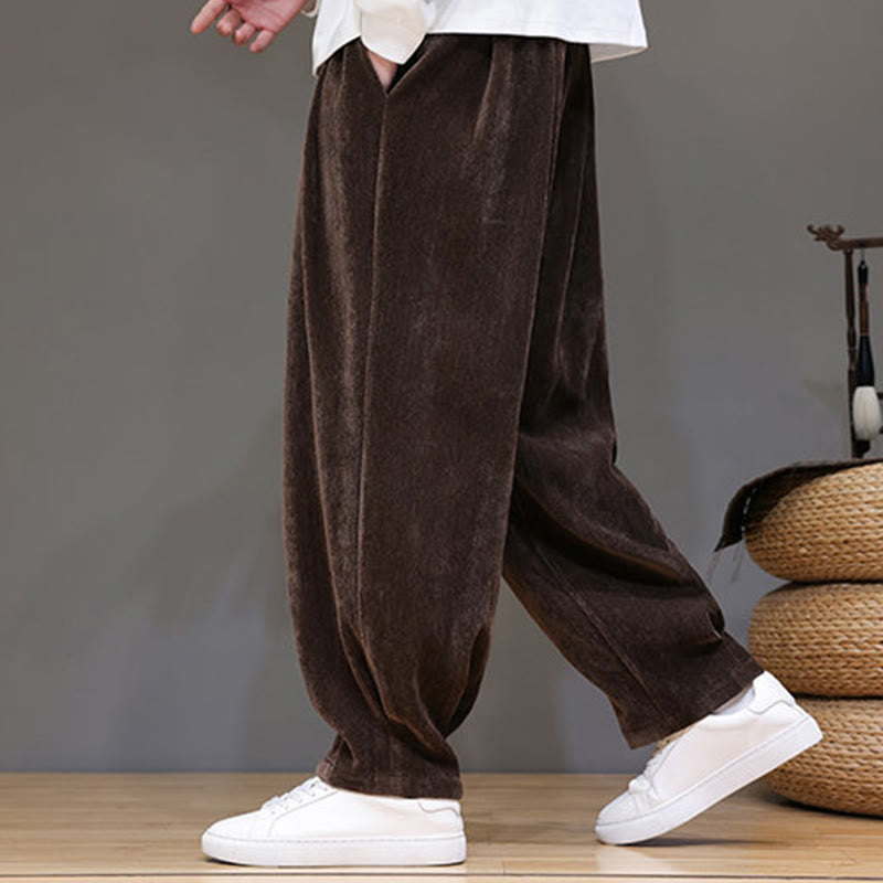 Pantalon harem homme en coton pur couleur hiver Buddha Stones, doublé polaire épaisse et poches - image 21
