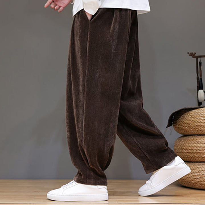 Pantalon harem homme en coton pur couleur hiver Buddha Stones, doublé polaire épaisse et poches - image 21