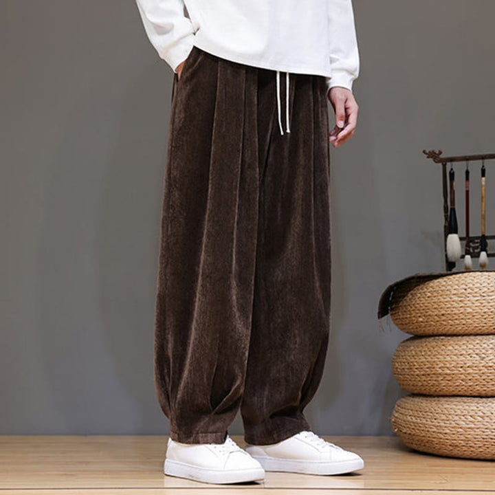 Pantalon harem homme en coton pur couleur hiver Buddha Stones, doublé polaire épaisse et poches - SaddleBrown - US/UK/AU46，EU56 (5XL) - image 16