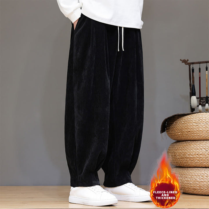 Pantalon harem homme en coton pur couleur hiver Buddha Stones, doublé polaire épaisse et poches - image 28