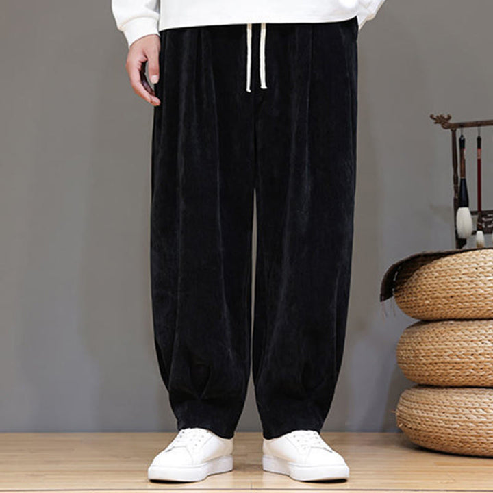 Pantalon harem homme en coton pur couleur hiver Buddha Stones, doublé polaire épaisse et poches - image 10