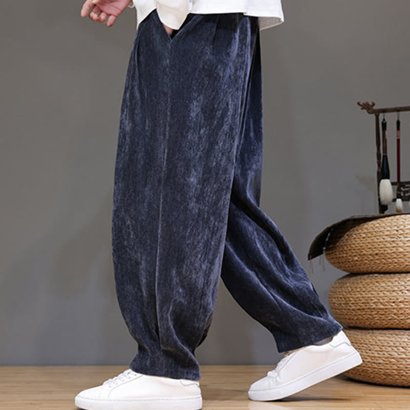Pantalon harem homme en coton pur couleur hiver Buddha Stones, doublé polaire épaisse et poches - image 2