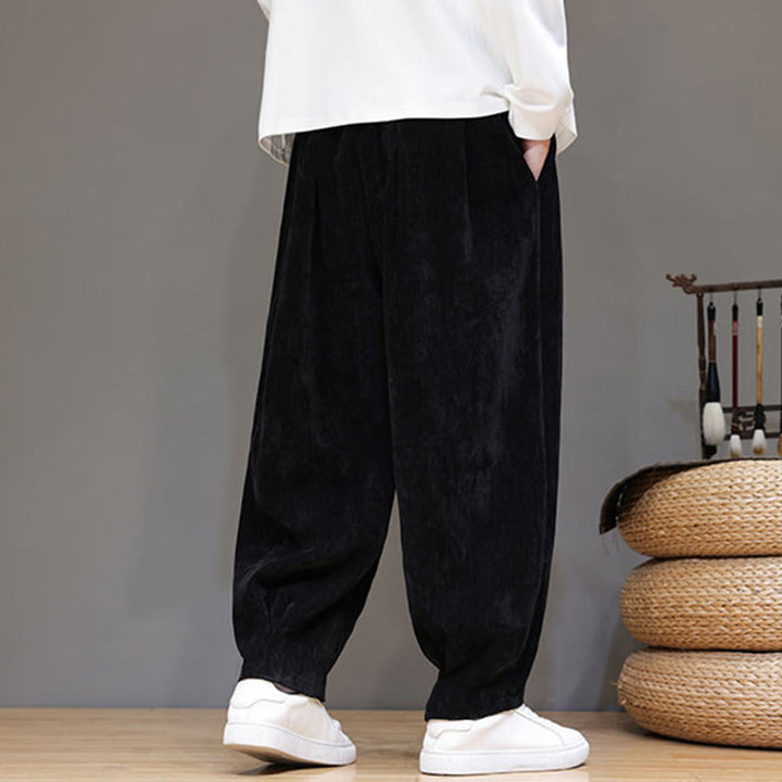 Pantalon harem homme en coton pur couleur hiver Buddha Stones, doublé polaire épaisse et poches - image 14