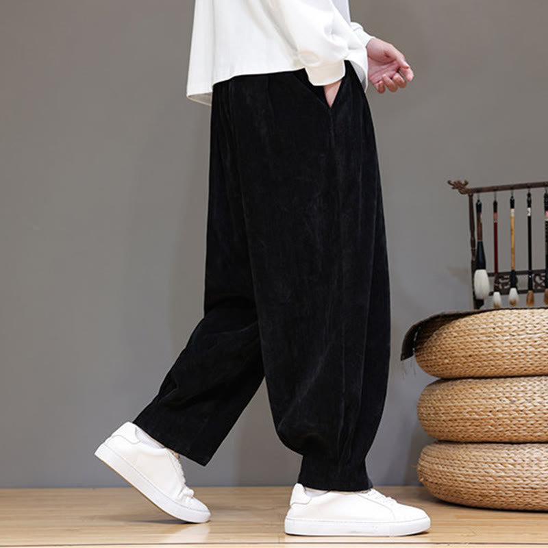 Pantalon harem homme en coton pur couleur hiver Buddha Stones, doublé polaire épaisse et poches - image 13