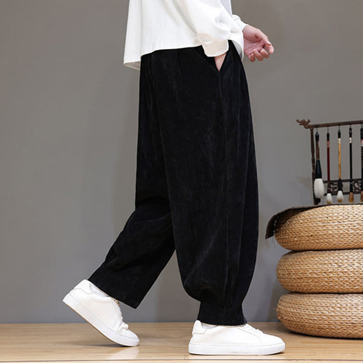 Pantalon harem homme en coton pur couleur hiver Buddha Stones, doublé polaire épaisse et poches - image 13