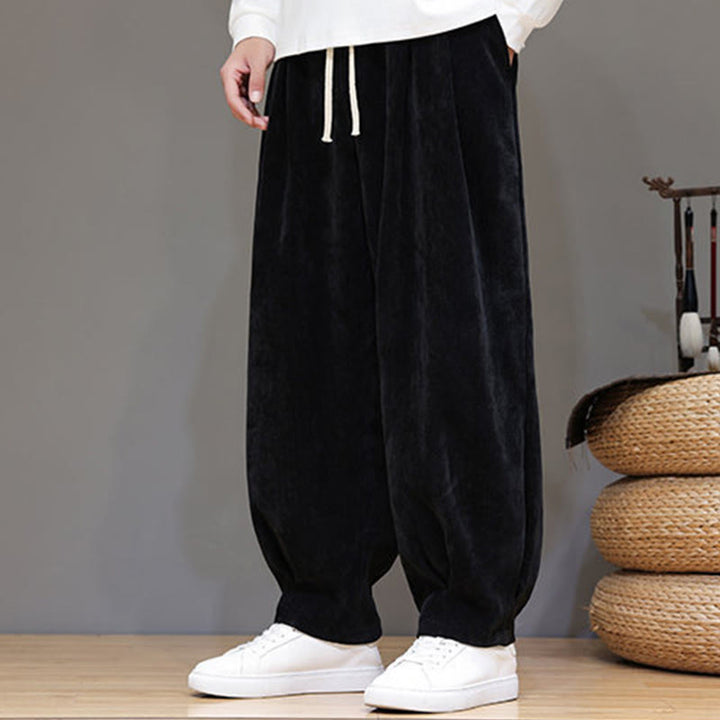 Pantalon harem homme en coton pur couleur hiver Buddha Stones, doublé polaire épaisse et poches - image 9