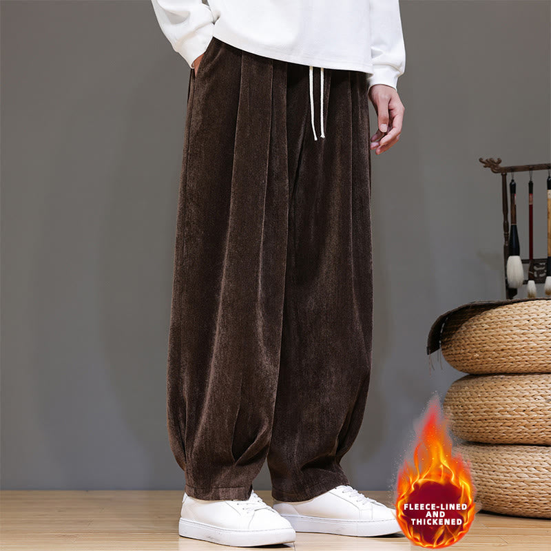 Pantalon harem homme en coton pur couleur hiver Buddha Stones, doublé polaire épaisse et poches - image 31