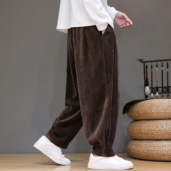 Pantalon harem homme en coton pur couleur hiver Buddha Stones, doublé polaire épaisse et poches - image 22