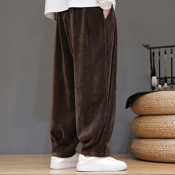 Pantalon harem homme en coton pur couleur hiver Buddha Stones, doublé polaire épaisse et poches - image 20