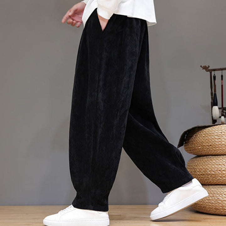 Pantalon harem homme en coton pur couleur hiver Buddha Stones, doublé polaire épaisse et poches - image 12