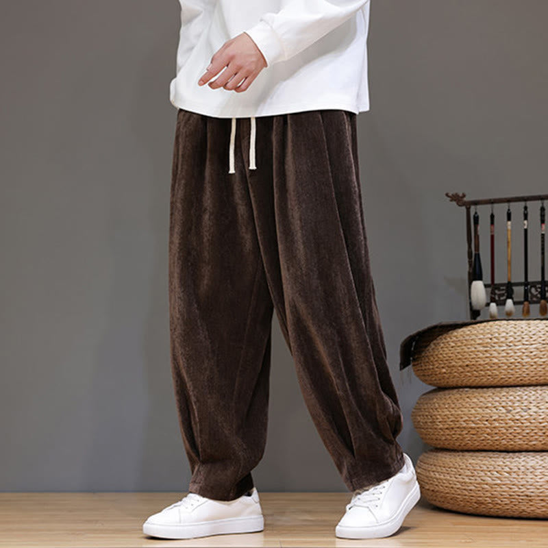 Pantalon harem homme en coton pur couleur hiver Buddha Stones, doublé polaire épaisse et poches - image 18