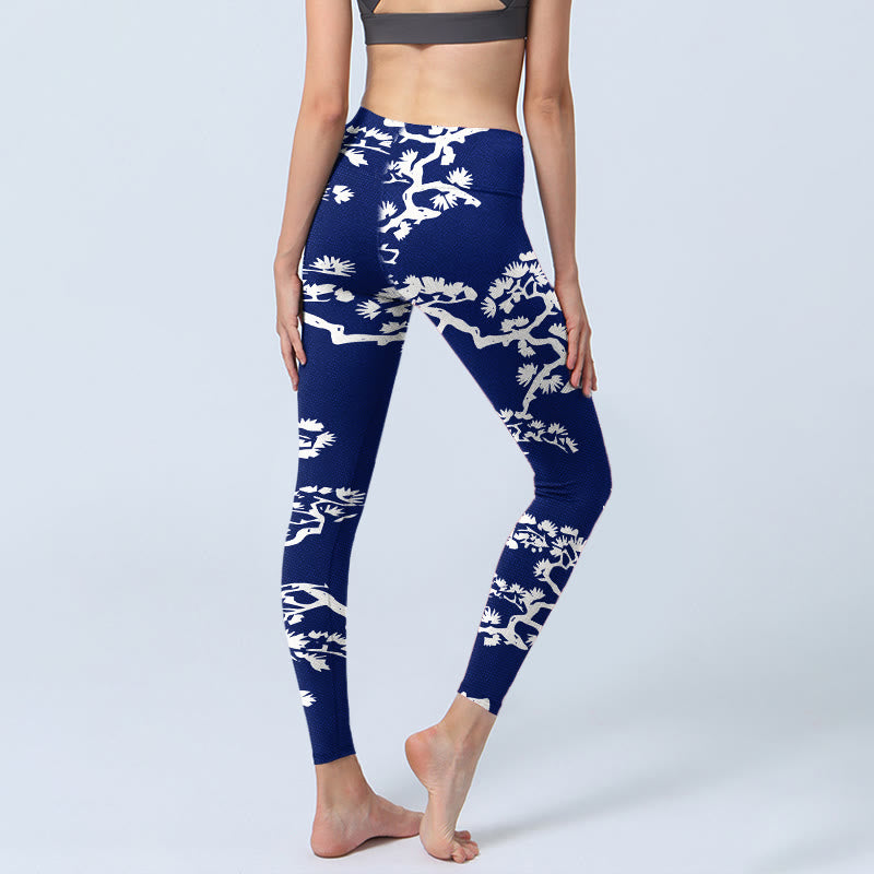 Leggings de yoga pour femmes avec motif silhouette de sapin et pierres de Buddha Stones - image 3