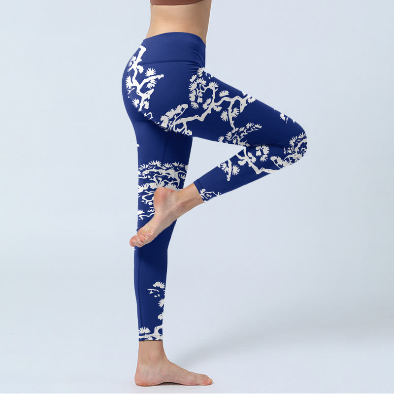 Leggings de yoga pour femmes avec motif silhouette de sapin et pierres de Buddha Stones - image 4