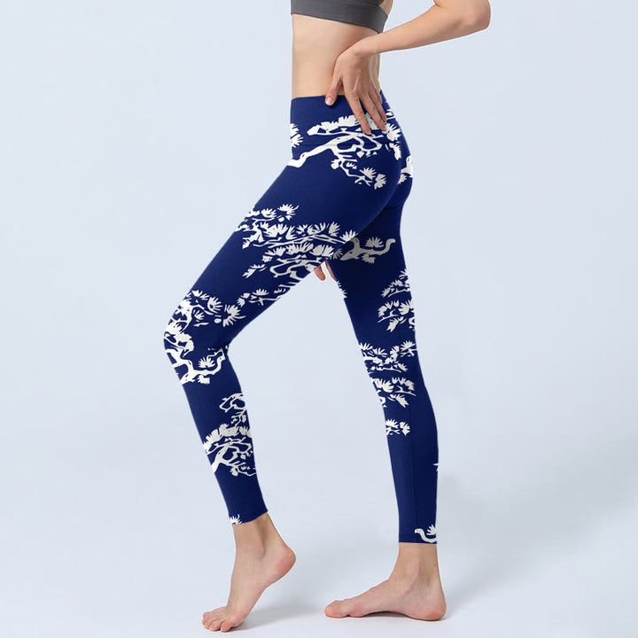 Leggings de yoga pour femmes avec motif silhouette de sapin et pierres de Buddha Stones - image 2