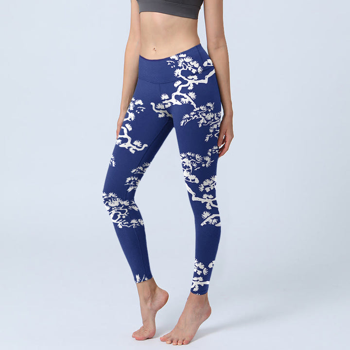 Leggings de yoga pour femmes avec motif silhouette de sapin et pierres de Buddha Stones - Marine - US18，UK/AU22，EU50 (4XL) - image 0