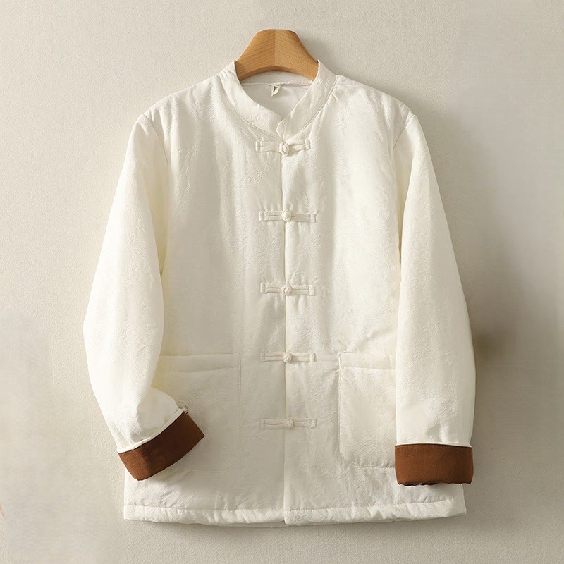 Veste à manches longues pour femme Buddha Stones, couleur unie, fermeture à boutons brandebourg et poches - Beige - US8-10，UK/AU12-14，EU40-42 (XL) - image 5