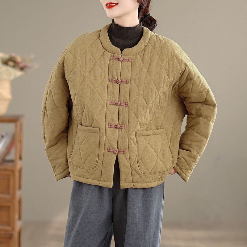Veste Tai Chi Zen à manches longues et poches pour femme en coton uni Buddha Stones - verge d'or - US14，UK/AU18，EU46 (2XL) - image 6