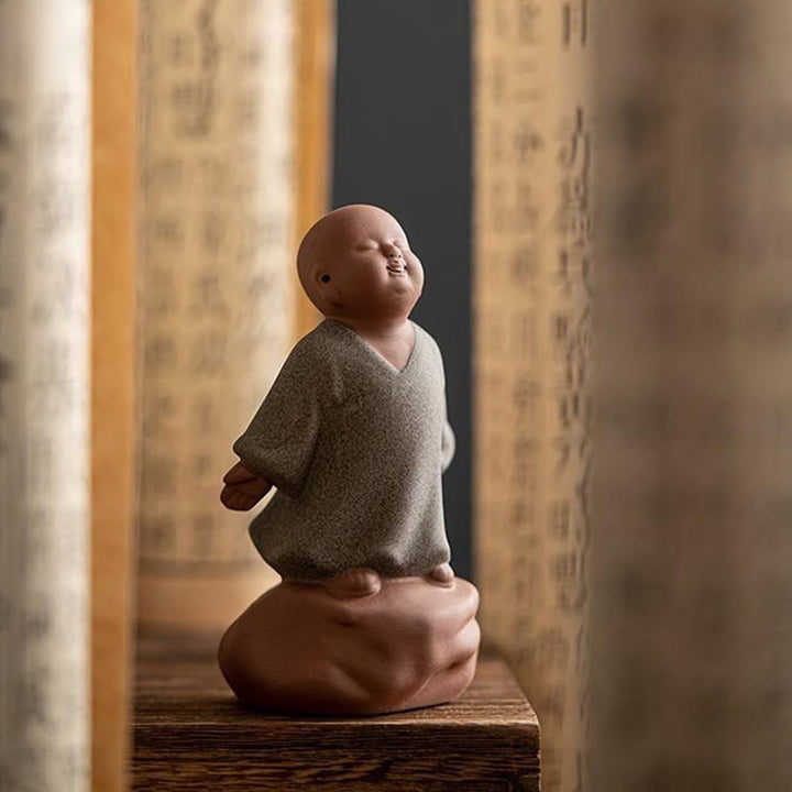Buddha Stones, moine reposant le regard tourné vers le ciel, décoration en céramique, symbole de compassion pour la maison - image 3