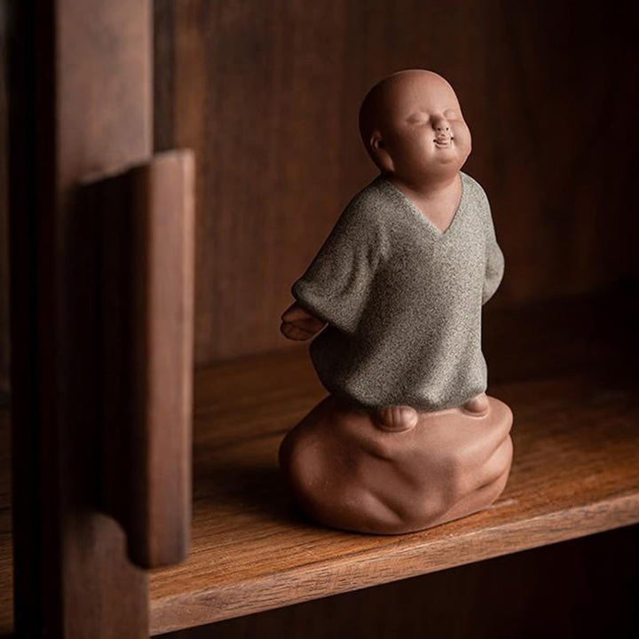 Buddha Stones, moine reposant le regard tourné vers le ciel, décoration en céramique, symbole de compassion pour la maison - image 2