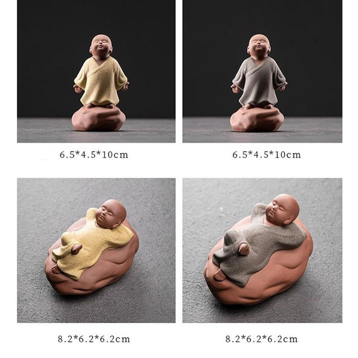 Buddha Stones, moine reposant le regard tourné vers le ciel, décoration en céramique, symbole de compassion pour la maison - image 14