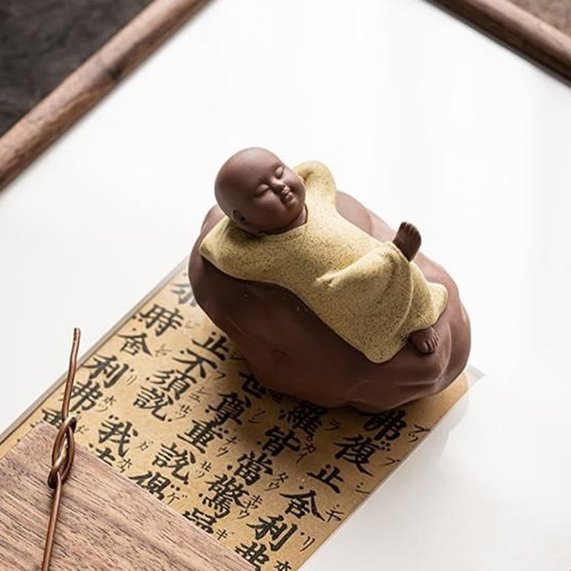 Buddha Stones, moine reposant le regard tourné vers le ciel, décoration en céramique, symbole de compassion pour la maison - image 10