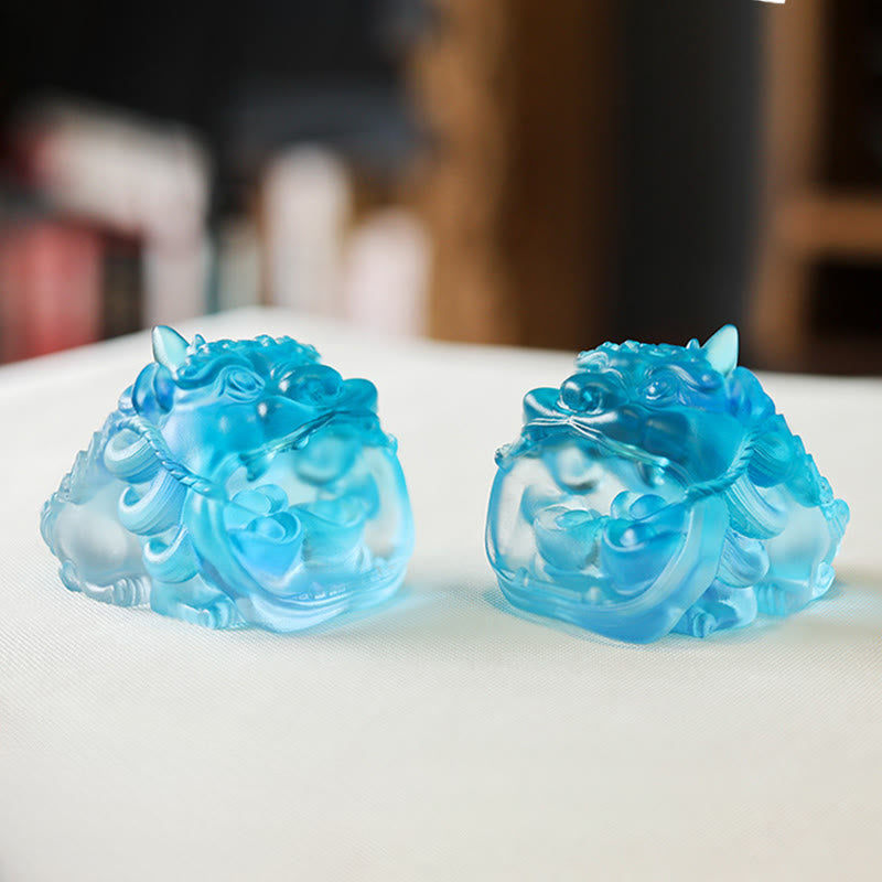 Buddha Stones faites à la main en cristal Liuli doré PiXiu, pièce d'art pour la décoration intérieure - image 13