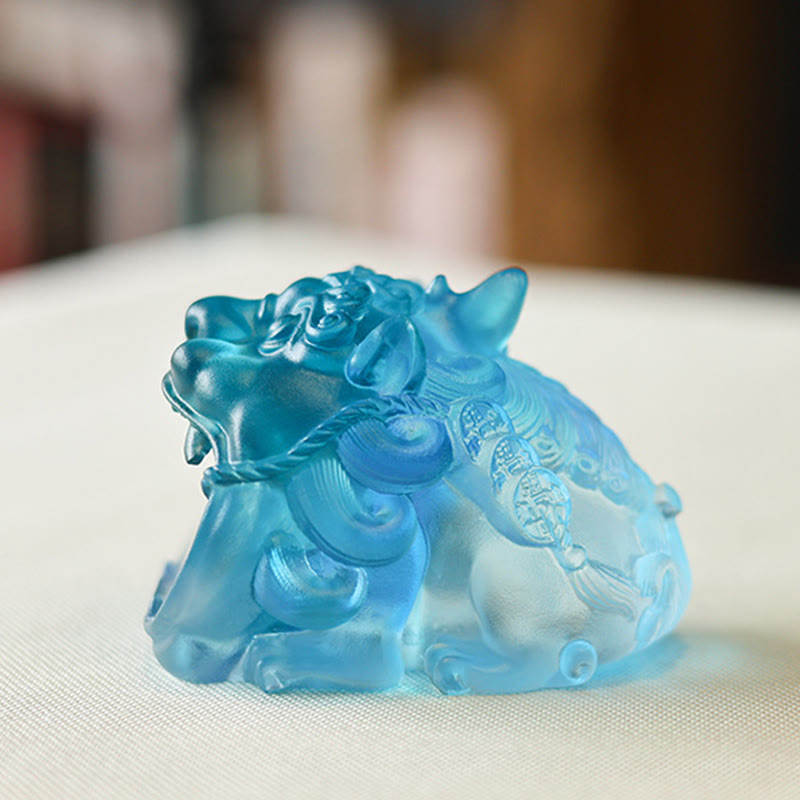 Buddha Stones faites à la main en cristal Liuli doré PiXiu, pièce d'art pour la décoration intérieure - image 9