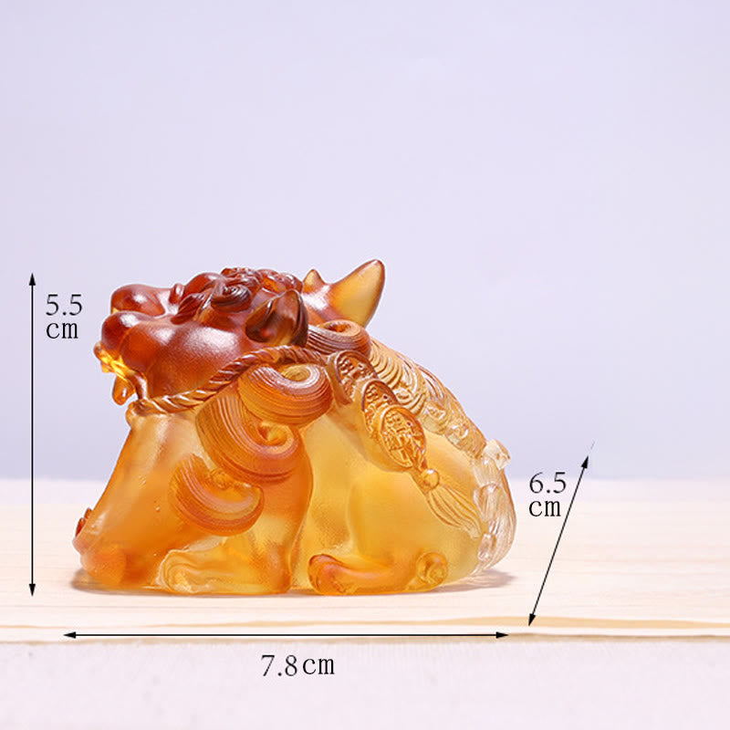 Buddha Stones faites à la main en cristal Liuli doré PiXiu, pièce d'art pour la décoration intérieure - image 6