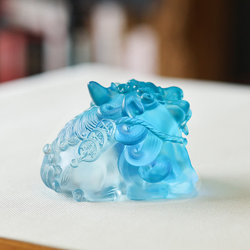 Buddha Stones faites à la main en cristal Liuli doré PiXiu, pièce d'art pour la décoration intérieure - image 10