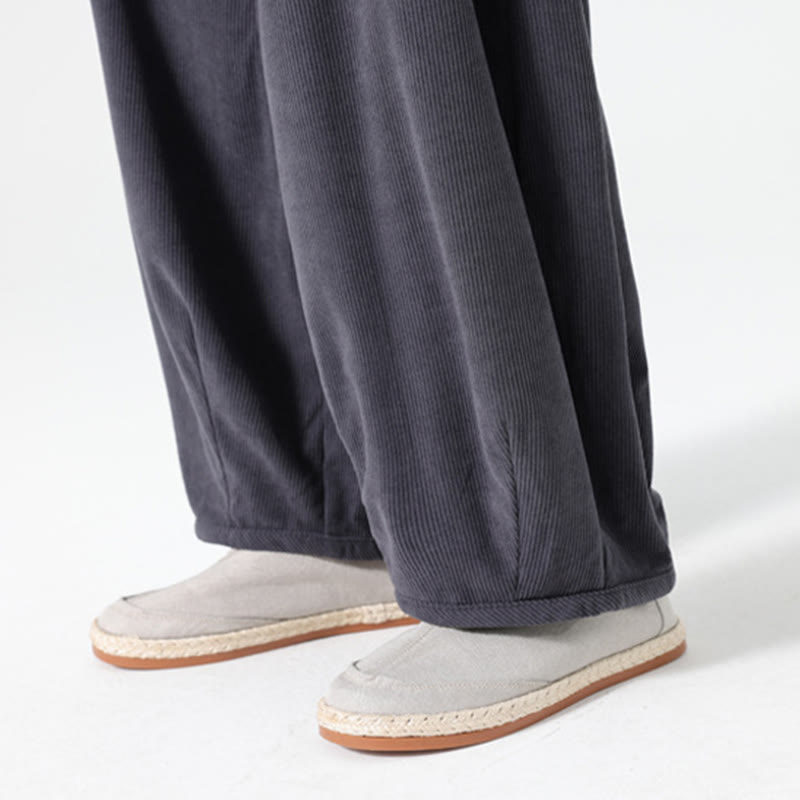 Pantalon harem pour homme en coton velours côtelé, coloris pur, motif Buddha Stones Spring, avec cordon de serrage et poches - image 8