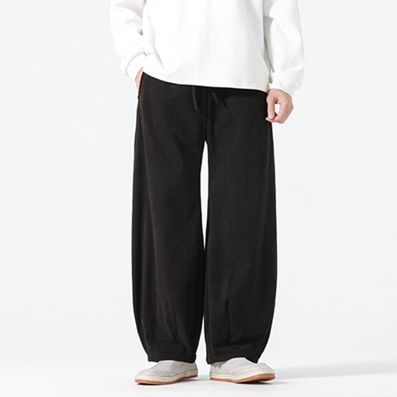 Pantalon harem pour homme en coton velours côtelé, coloris pur, motif Buddha Stones Spring, avec cordon de serrage et poches - image 10