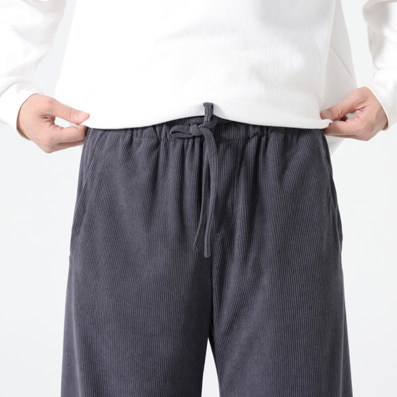 Pantalon harem pour homme en coton velours côtelé, coloris pur, motif Buddha Stones Spring, avec cordon de serrage et poches - image 7