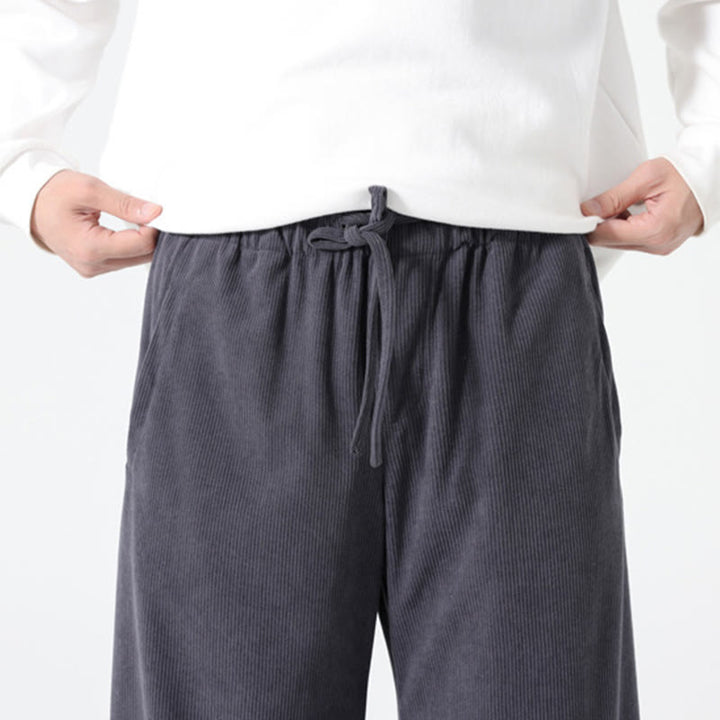 Pantalon harem pour homme en coton velours côtelé, coloris pur, motif Buddha Stones Spring, avec cordon de serrage et poches - image 7