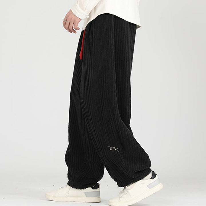 Pantalon harem en velours côtelé de coton pour homme, avec poches, motif Buddha Stones et cordon de serrage contrasté - image 5