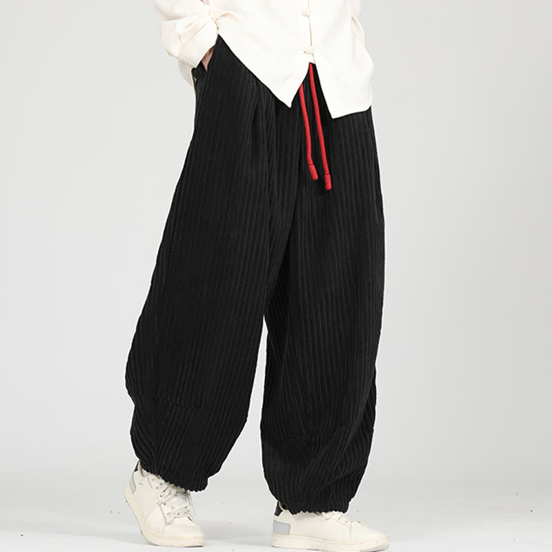 Pantalon harem en velours côtelé de coton pour homme, avec poches, motif Buddha Stones et cordon de serrage contrasté - image 4