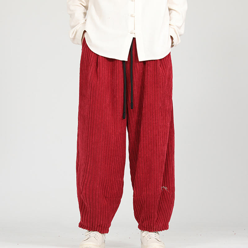 Pantalon harem en velours côtelé de coton pour homme, avec poches, motif Buddha Stones et cordon de serrage contrasté - image 10