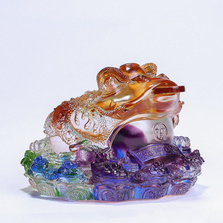Buddha Stones , pièces de monnaie Feng Shui en forme de grenouille, objet d'art en cristal Liuli fait main, symbole de richesse, décoration pour la maison ou le bureau. - Coloré 20*19*13,5 cm - image 19