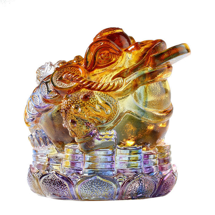 Buddha Stones , pièces de monnaie Feng Shui en forme de grenouille, objet d'art en cristal Liuli fait main, symbole de richesse, décoration pour la maison ou le bureau. - image 9