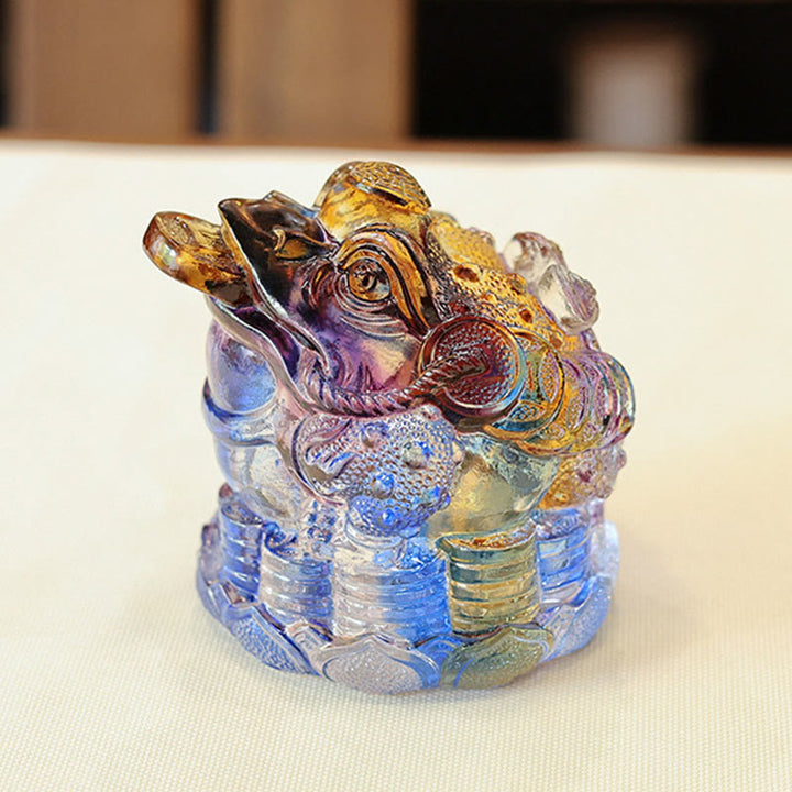 Buddha Stones , pièces de monnaie Feng Shui en forme de grenouille, objet d'art en cristal Liuli fait main, symbole de richesse, décoration pour la maison ou le bureau. - image 3