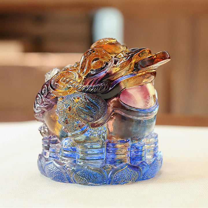 Buddha Stones , pièces de monnaie Feng Shui en forme de grenouille, objet d'art en cristal Liuli fait main, symbole de richesse, décoration pour la maison ou le bureau. - image 2