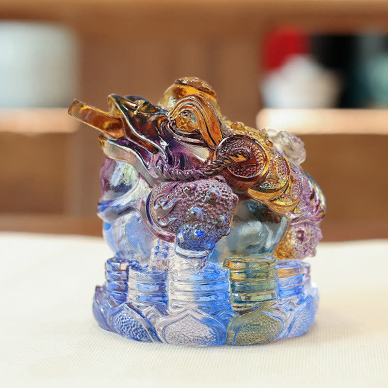 Buddha Stones , pièces de monnaie Feng Shui en forme de grenouille, objet d'art en cristal Liuli fait main, symbole de richesse, décoration pour la maison ou le bureau. - image 1