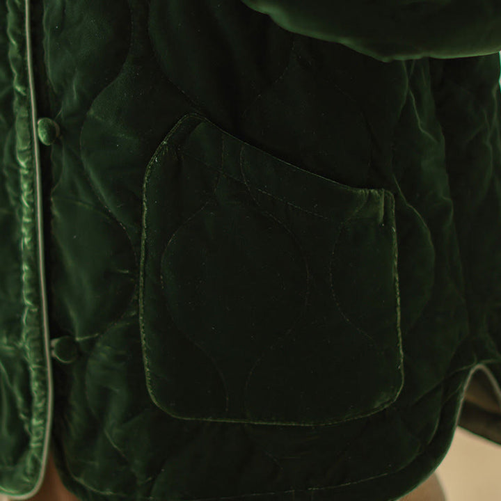 Veste courte à manches longues pour femme, motif diamant et Buddha Stones , avec poches - image 7