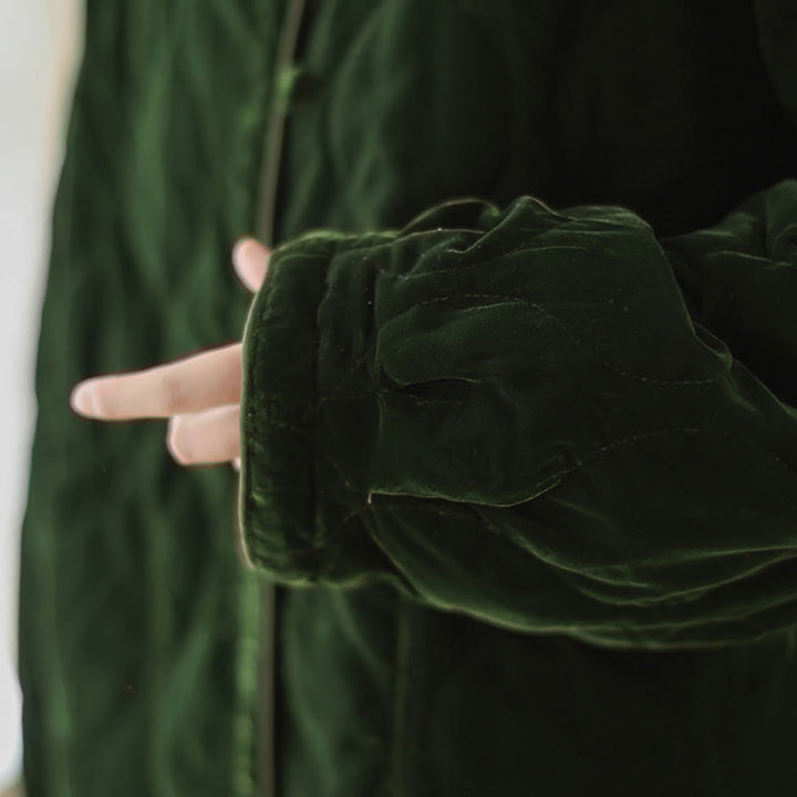 Veste courte à manches longues pour femme, motif diamant et Buddha Stones , avec poches - image 9