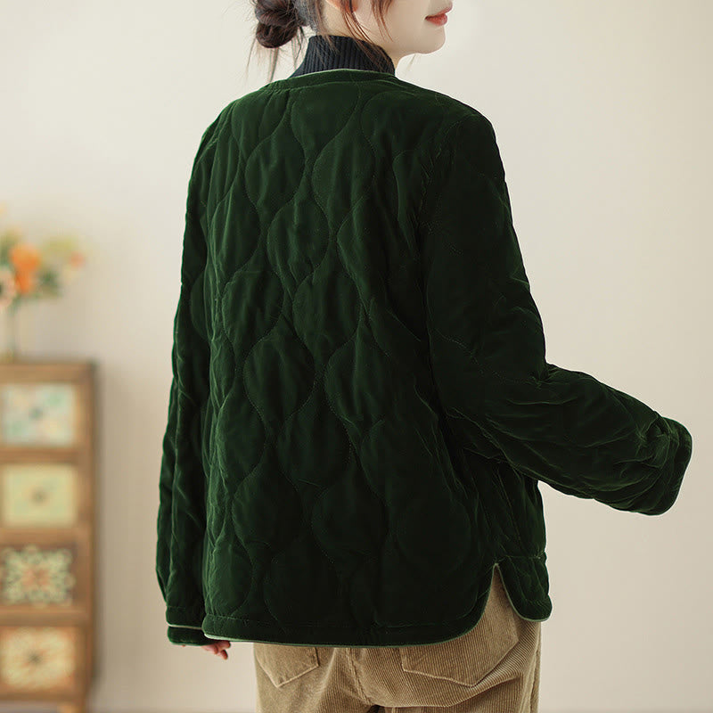 Veste courte à manches longues pour femme, motif diamant et Buddha Stones , avec poches - image 5