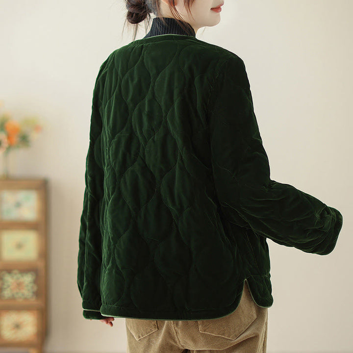 Veste courte à manches longues pour femme, motif diamant et Buddha Stones , avec poches - image 5