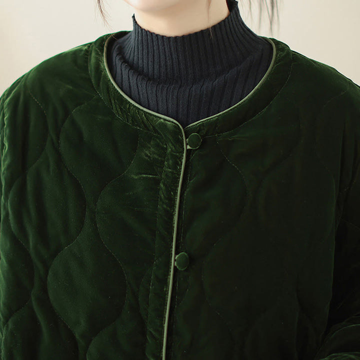 Veste courte à manches longues pour femme, motif diamant et Buddha Stones , avec poches - image 10