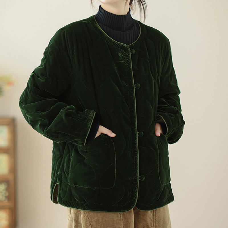 Veste courte à manches longues pour femme, motif diamant et Buddha Stones , avec poches - image 2