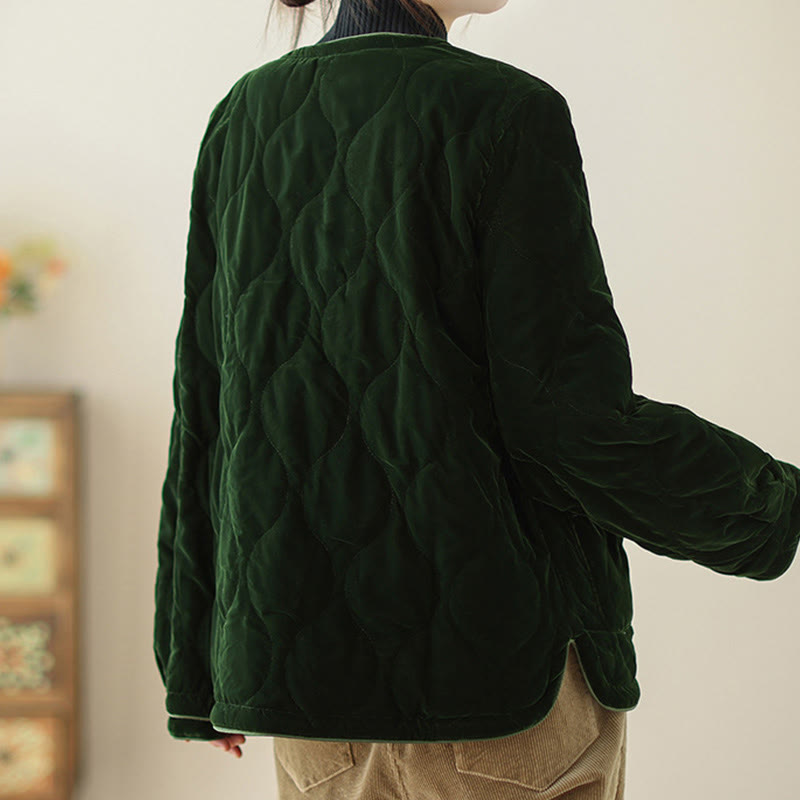 Veste courte à manches longues pour femme, motif diamant et Buddha Stones , avec poches - image 6