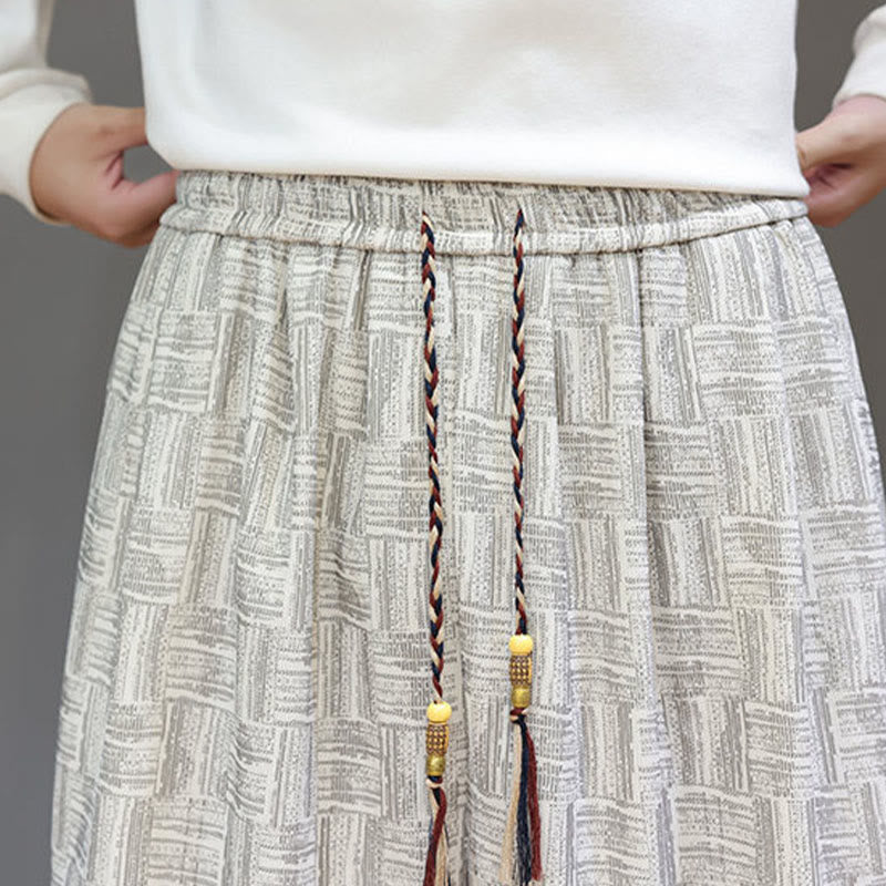 Pantalon harem pour homme en velours côtelé de coton à motif jacquard à carreaux Buddha Stones Fall avec poches - image 19